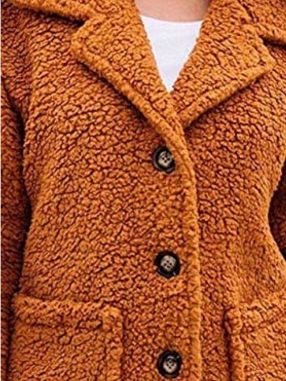 Free People Rust Teddy Button-Front Jacket - Picture 2 of 6